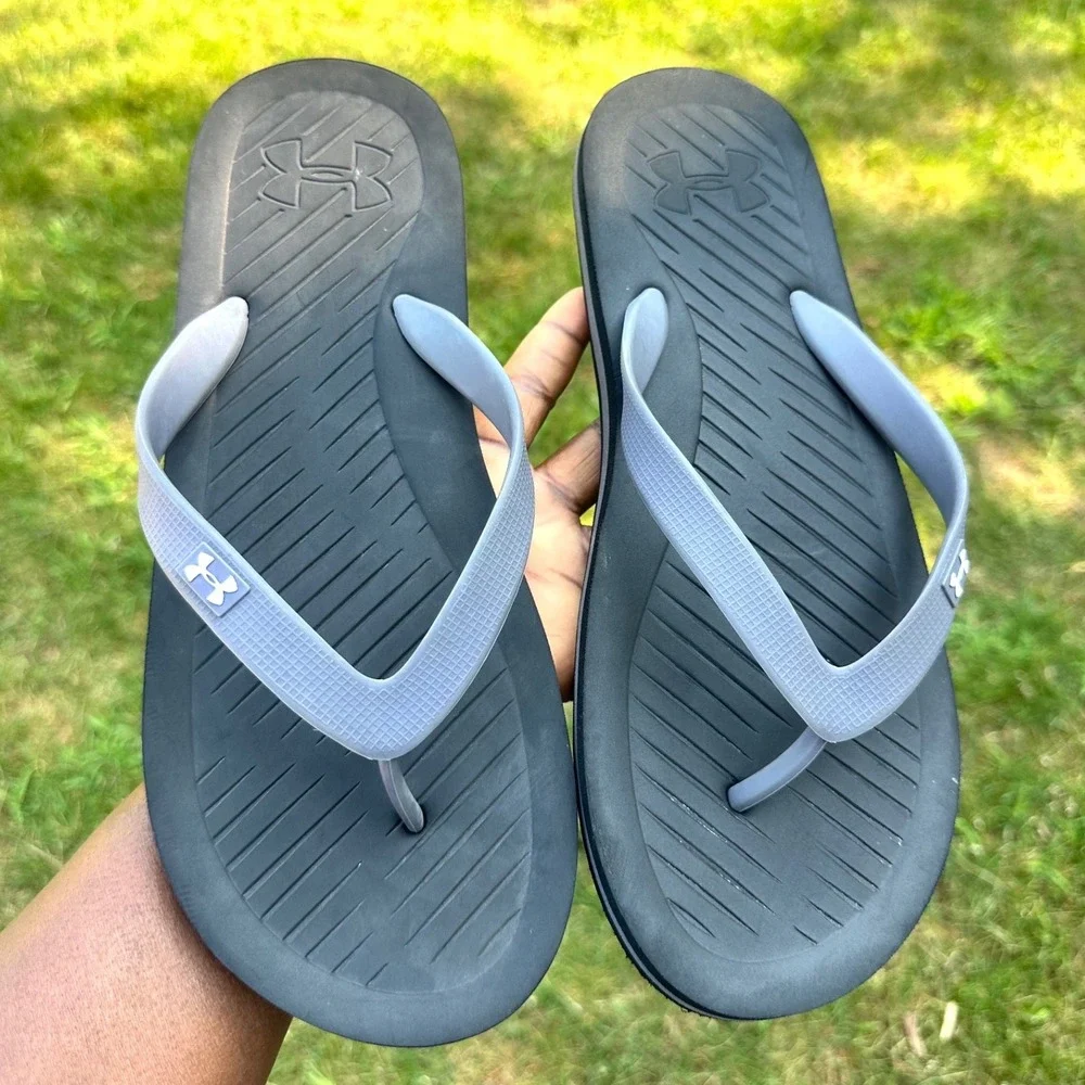 Under Armour Men's Atlantic Dune Flip Flop Thong Sandals Size 10-11 Black Gray